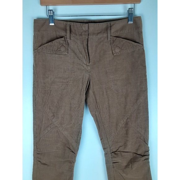 BCBG MaxAzria Womens Brown Slim Leg Corduroy Pants Snap Pocket Lightweight 4 - Picture 2 of 10